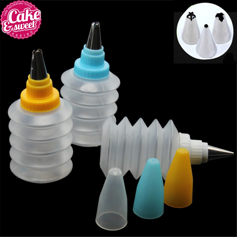 

4pcs/6pcs Piping Icing Bottles Set Piping Nozzles Kits Set Reusable Cake Piping Decorator tools DIY Parsty Tools