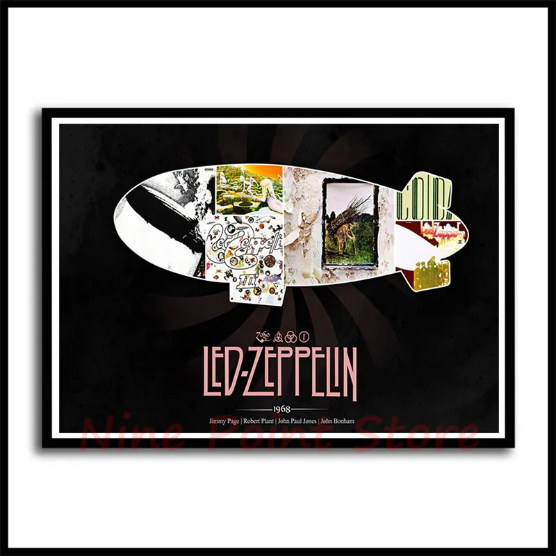 Led Zeppelin рок-музыка с покрытием бумажные Плакаты для дома спальни общежития Настенный декор Бескаркасный плакат - Цвет: Светло-зеленый