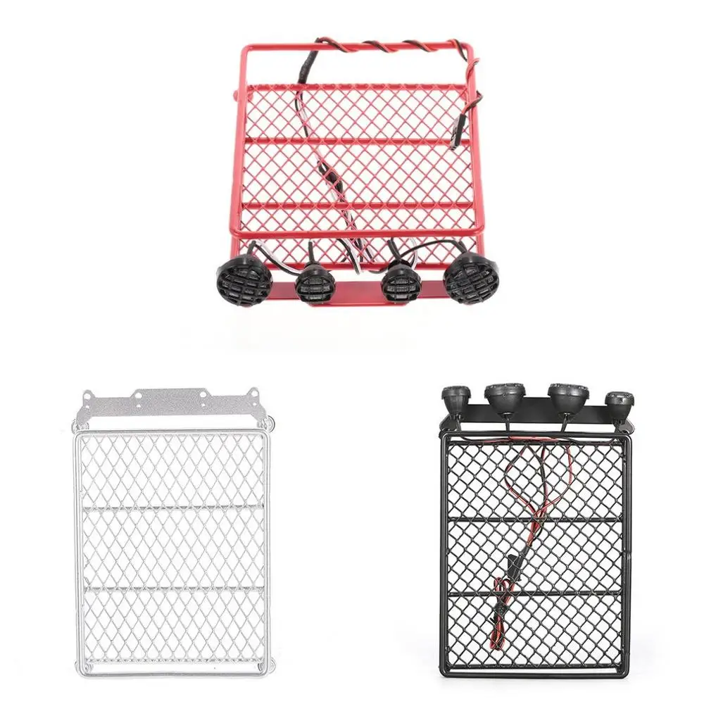 

1/10 Remote Control Car Climbing Car Hard Shell Roof Metal Luggage Rack Modified Upgrade Accessories With Lights Trx-4