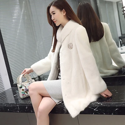 DICLOUD, осенне-зимнее пальто из искусственного меха, женское модное пальто с длинным рукавом, толстое теплое меховое пальто, женская элегантная Роскошная свободная повседневная верхняя одежда - Цвет: white