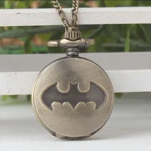 Мода кварцевые Бэтмен карманные часы Цепочки и ожерелья Для женщин Супермен мультфильм Для мужчин брелок часы ретро бронза подарок часы