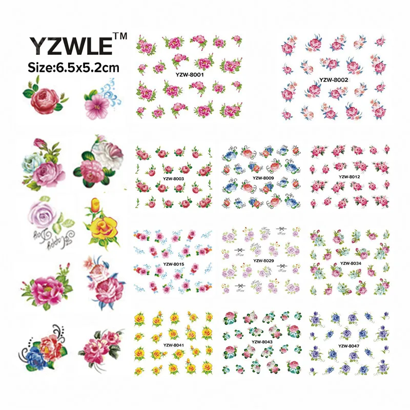 

WUF 49 Sheets DIY Decals Nails Art Water Transfer Printing Stickers Accessories For Nails Salon YZW8001-8049