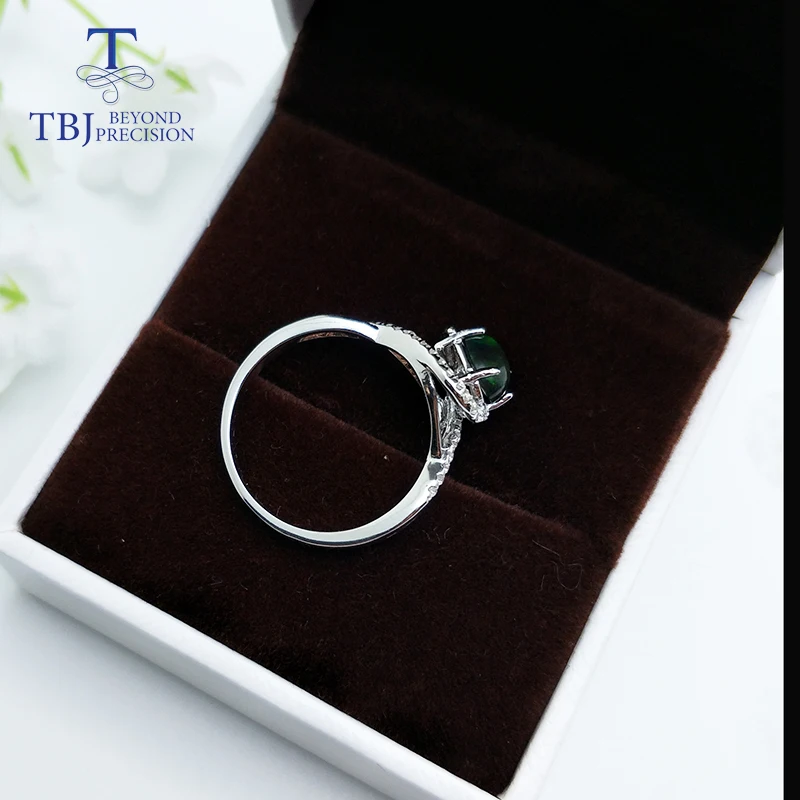 TBJ, натуральное эфиопское кольцо с черным опалом, Настоящее серебро 925 пробы, хорошее ювелирное изделие для женщин, лучший подарок для жены, мамы, подруги