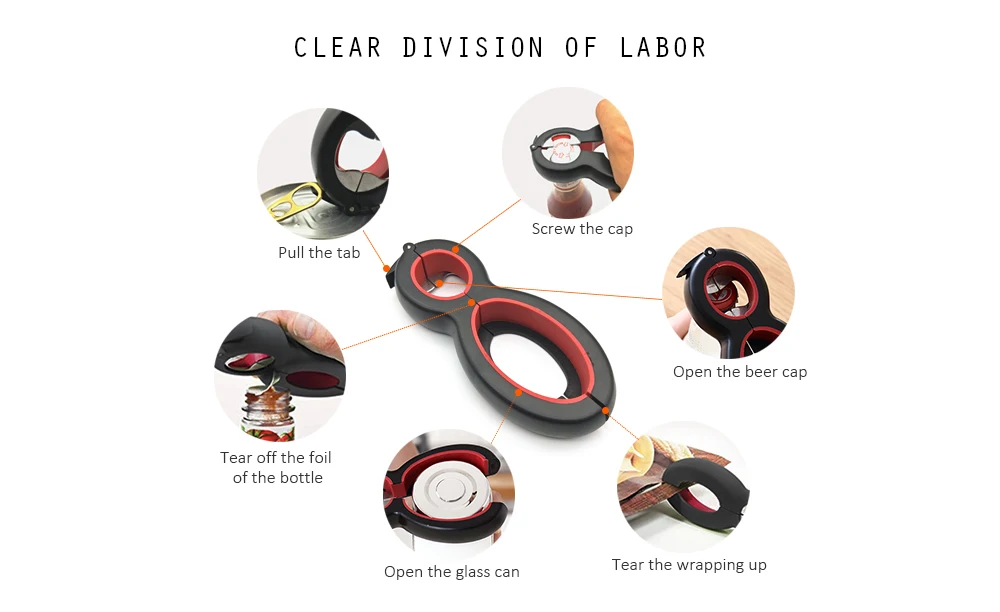 6-in-1 Multifunctional Can Bottle Jar Opener