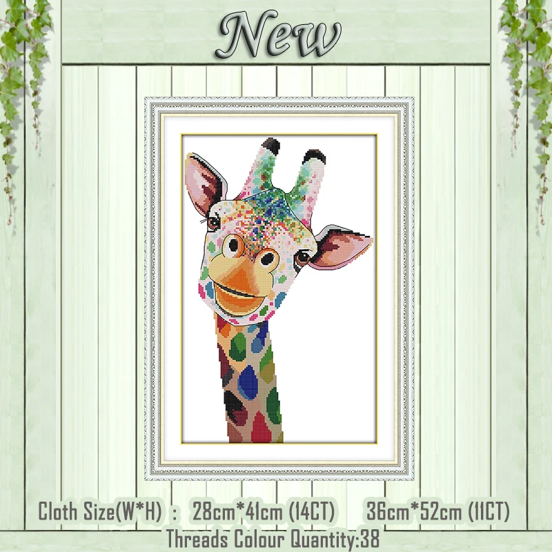 

Giraffe animal cartoon decor paintings counted print on the canvas DMC 11CT 14CT kits DIY Cross Stitch embroider needlework Sets