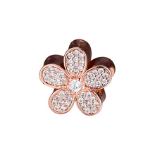 Подходит для браслетов Pandora Ослепительная Маргаритка Амулеты с розовым золотом цвет Серебро 925 пробы-ювелирные изделия бусины