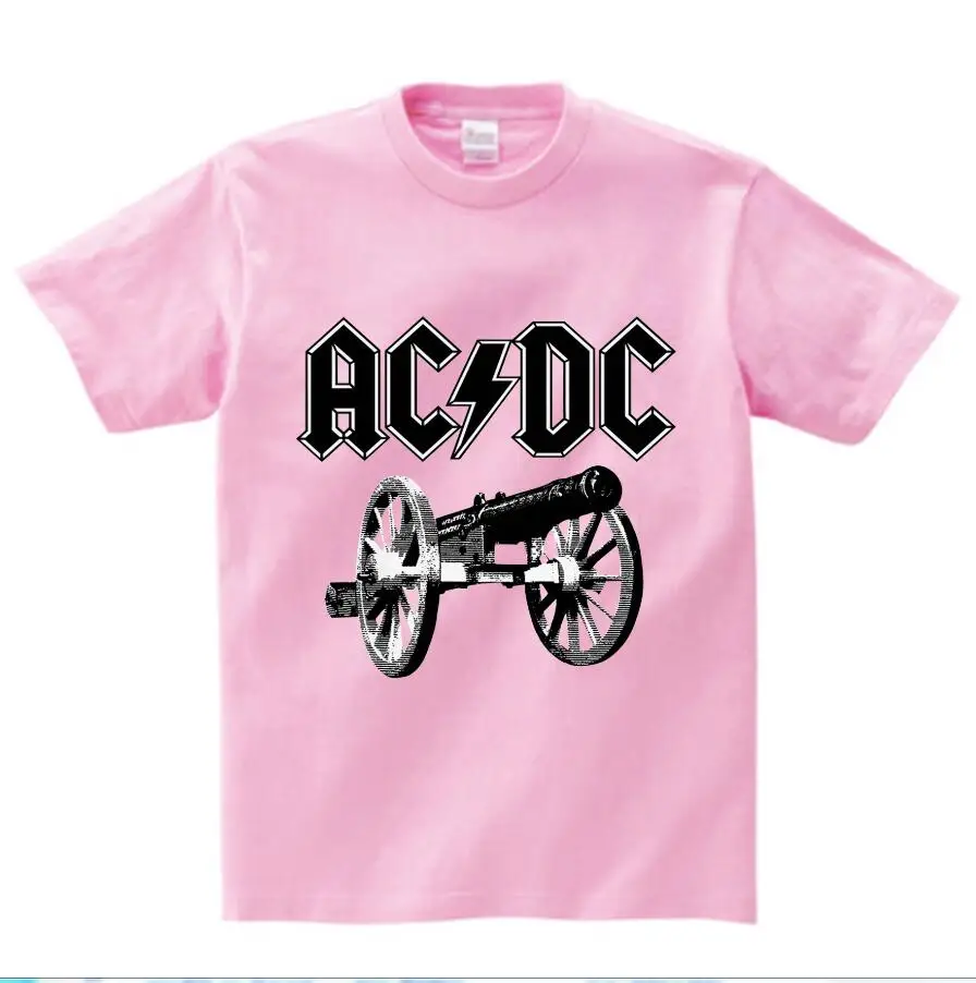 ACDC, Детская футболка детская ACDC футболка в стиле рок, Повседневная футболка с короткими рукавами для мальчиков и девочек, детские топы унисекс, одежда для малышей YUDIE - Цвет: pink  childreT-shirt