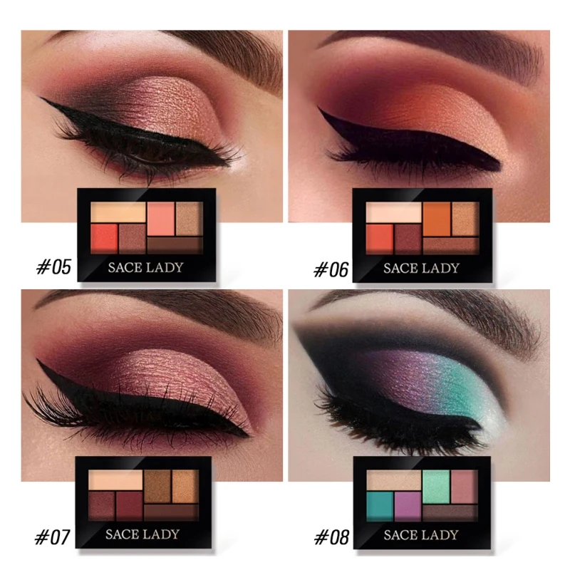 New Fashionable 6-color Eyeshadow Palette Waterproof Smudge-proof Eye Shadow Powder