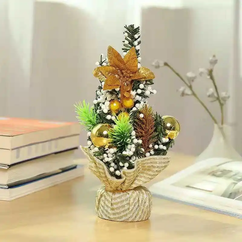 Украшение рождественской ели мини Рождественское украшение елка рождественский праздник украшение рабочего стола дерево 20 см - Цвет: golden