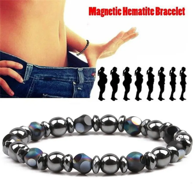 

6.5cm Magnetic Bracelet Beads Hematite Stone Therapy Health Care Magnet Hematite Beads Bracelet Men's Jewelry Lift Tool Women