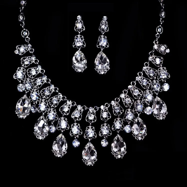 HIMSTORY, новинка, великолепное ожерелье с серебряным покрытием из горного хрусталя+ серьги+ корона, комплект из 3 предметов, ювелирный набор для невесты, невесты, свадьбы