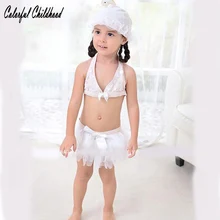 Купальный костюм для маленьких девочек, 3 предмета, детский купальник с рисунком лебедя, купальные костюмы бикини, купальники для детей от 1 до 5 лет