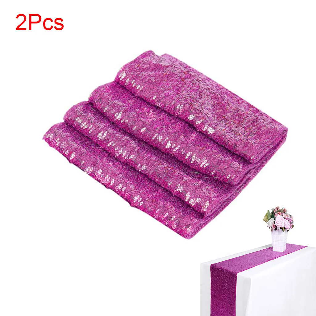 New 2pcs 30x275cm Wedding Decor Sequin Table Runner Sequin Satin Table Runner Glitter Wedding Party Banquet Venue Decor 0628#30