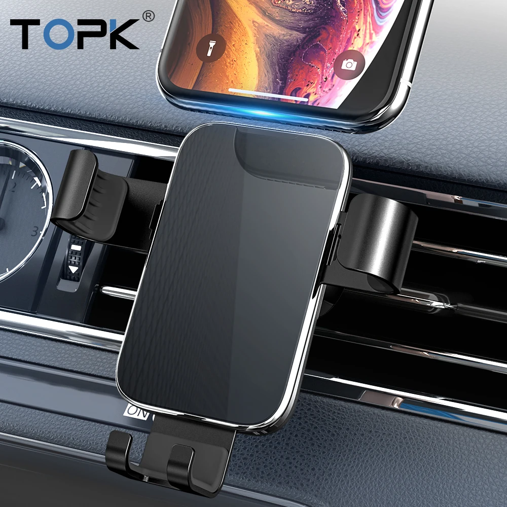 TOPK Gravity Автомобильный держатель для телефона 360 Вращение мобильного Подставка