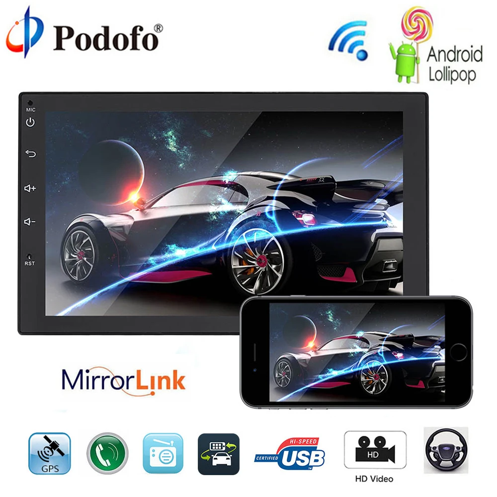 

Podofo 2 din car radio Android GPS Navigation Bluetooth 7" MP5 Player Touch Screen Wifi Car Multimedia Player USB FM autoradio
