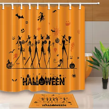 

Halloween Shower Curtains Orange Bathroom Curtains Creative Design High Quality Home Decor Waterproof With 12 Plastic Hooks