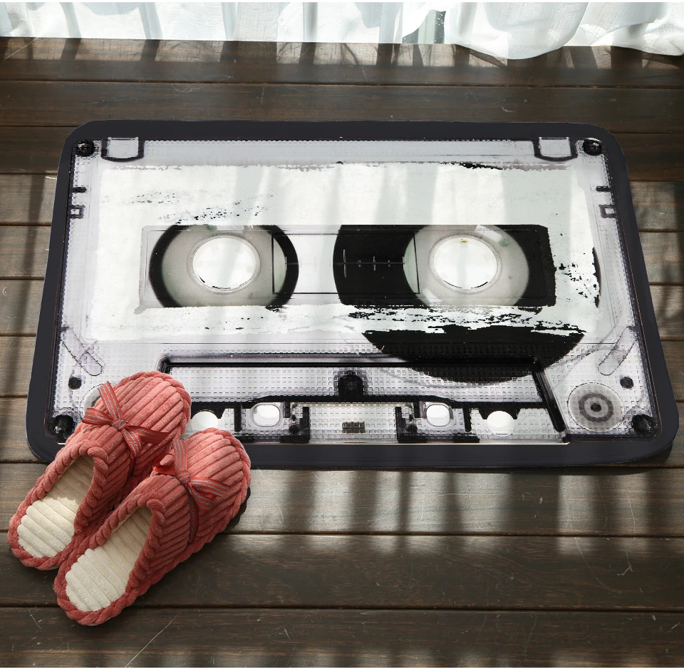 Miracille Креативный Дизайн кассета лента печатные забавные коврики прочный крытый напольный коврик коралловый бархат Нескользящие коврики для ванной комнаты