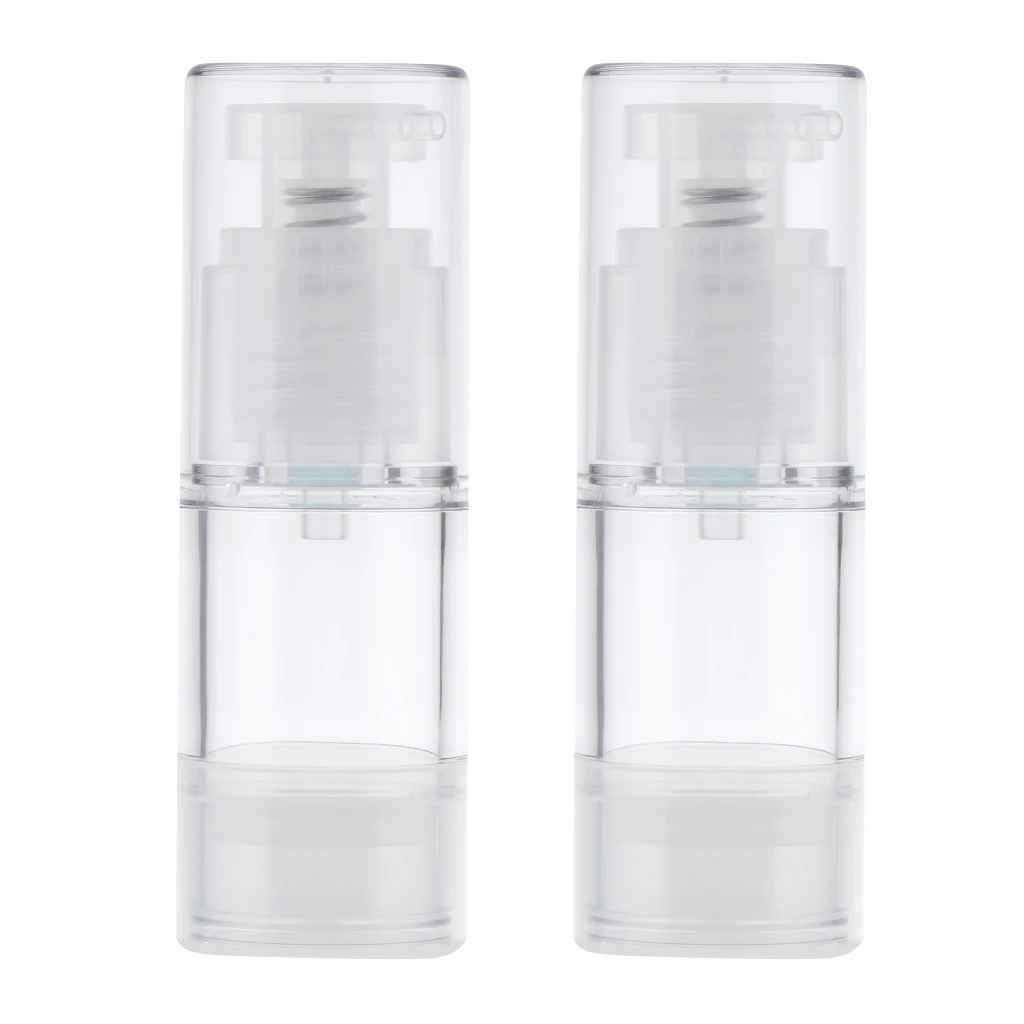 2 Pieces 15/30/50 ml Airless Pump Bottles, Great for Essential Oils, Lotions and Liquid Soap