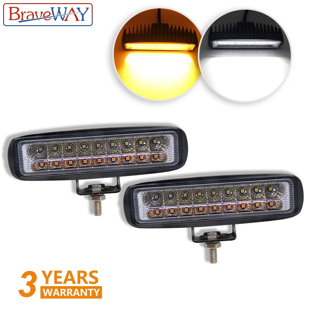 

BraveWay 36W LED Fog Light Dual Color Yellow Fog Lamp Vehicle Work Light LED Truck Motorcycle Extra light for Moto SUV,UTV,ATV