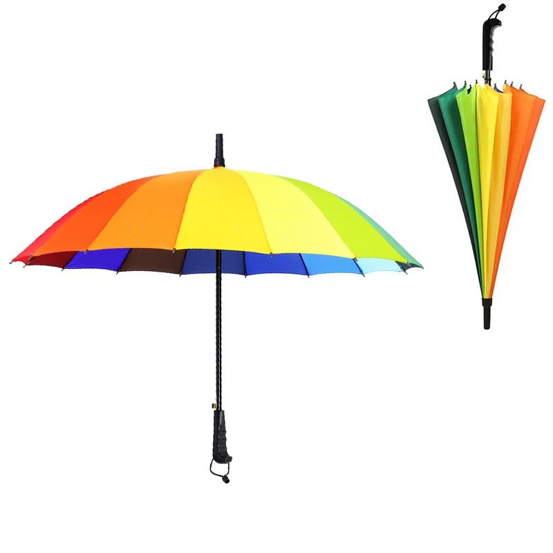 

Rainbow Large Umbrella Rain Women Windproof Ladies automatic Sun Long-handle Parasol Colorful Men Anti-UV Business Paraguas