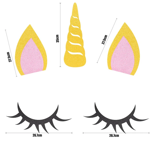 1set Cute Unicorn Wall Sticker DIY Unicorn Ears Eyelash Horn Birthday Party  Bedroom Decoration Kids Room Background Stickers _ - AliExpress Mobile