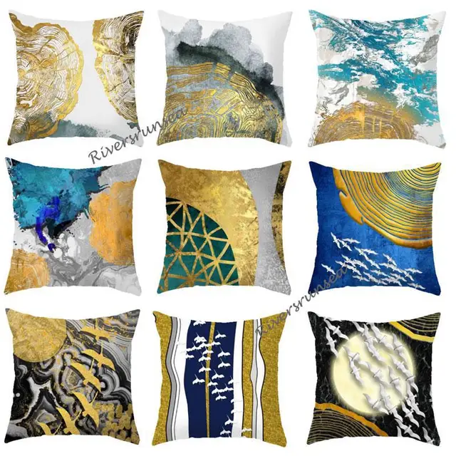 Best Offers Modern Style Ocean Scenery Cushion Dayan Sea Wave Geometric Landscape Abstract Art Creative Sofa Pillow For Living Room Chair