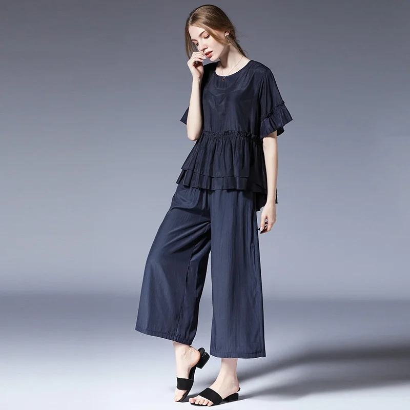 Womens Plus size Casual suits loose Draped Elegant two piece Summer new