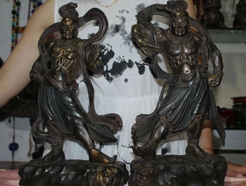 

Old Chinese Bronze Yu barrier Tu Exorcism ward off evil guarding Door god Statue