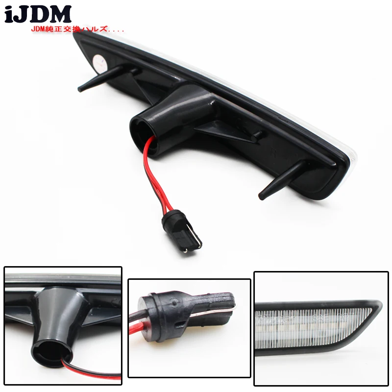 IJDM прозрачные Передние боковые габаритные огни с 27 SMD Янтарный/Белый