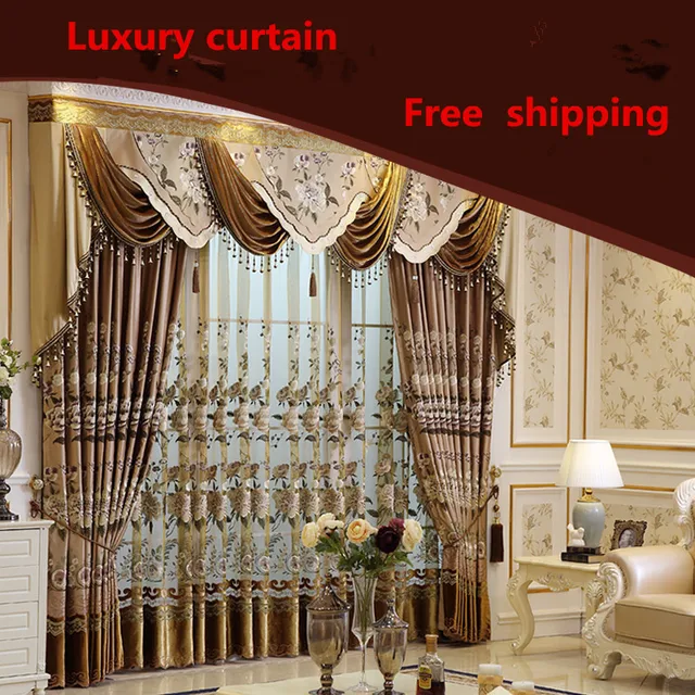 Fashion European Style Home Decor Embroidered Blackout Curtain