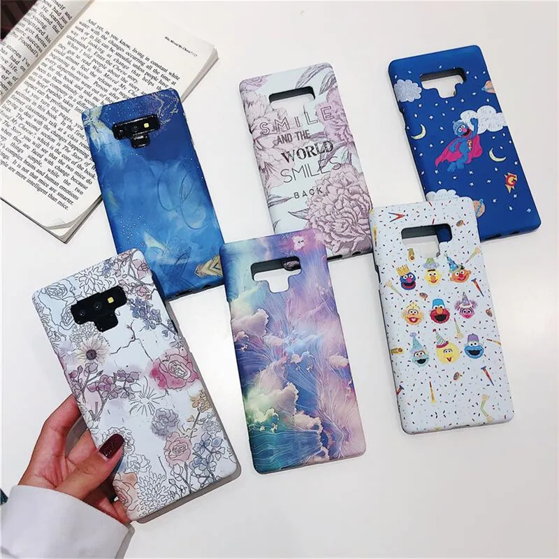 

For Galaxy S9 Hard Flower Case for Samsung S7 S7 Edge S8 S8 Plus S10Plus Note 8 Note 9 Covers Cute Cartoon PC Phone Cases Coques