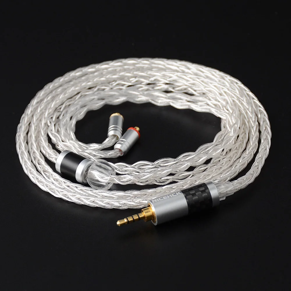 NICEHCK 8 Core чистого серебра кабель 3,5/2,5/4,4 мм штекер MMCX/2Pin Соединительный кабель для обновления наушников для TFZ AS10 BA10 NICEHCK M6/NK10