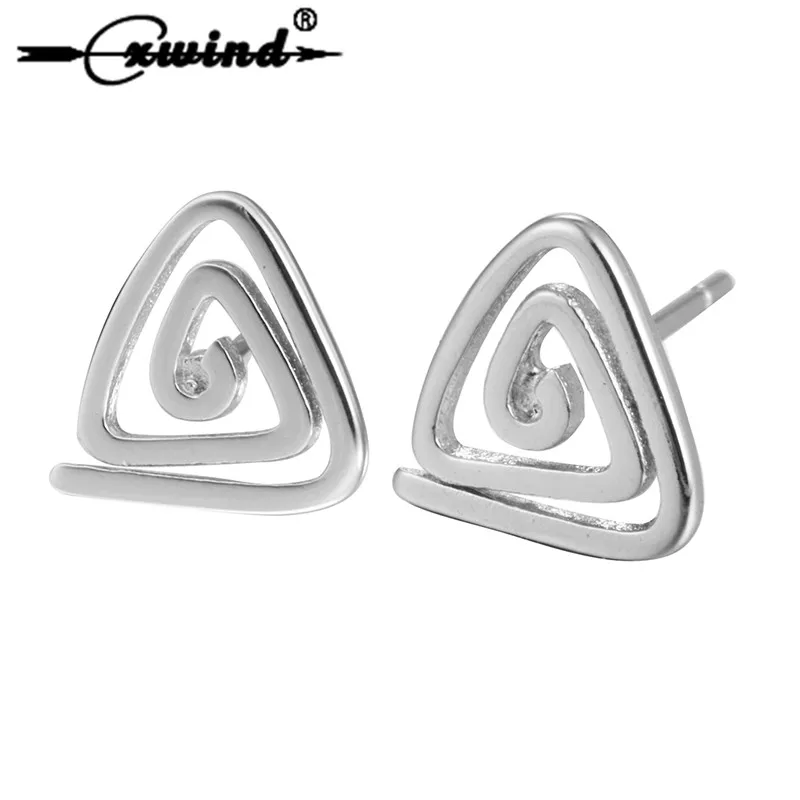

Cxwind Women's Spiral Small Geometric Triangle Square Studs Earrings For Women Gift Minimalist Design Spira Curve Earring