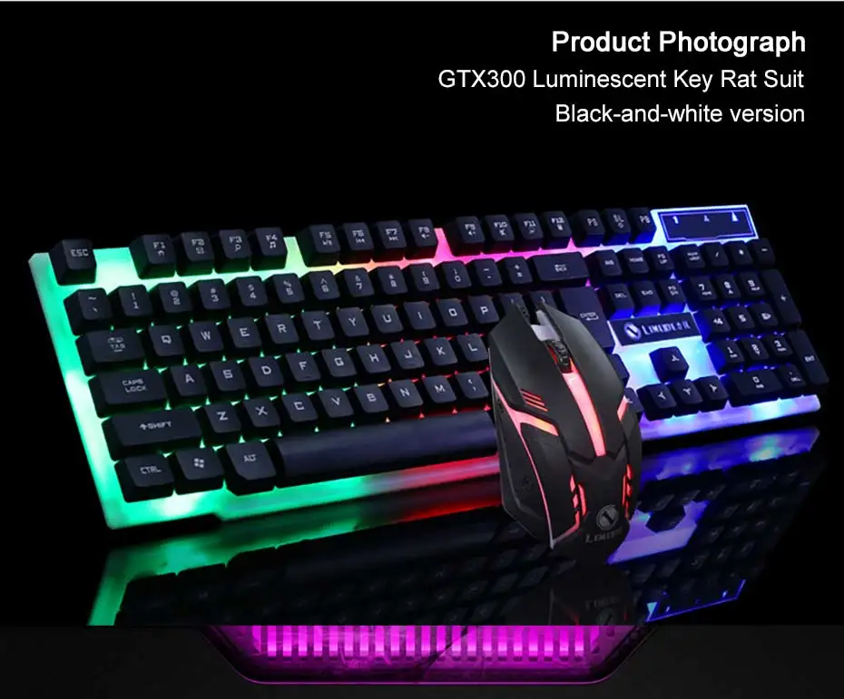 Офисный бытовой Белый 7 цветов люминесцентный USB кабель конкурентоспособная клавиатура с подвеской и мышь игра подсветка комплект