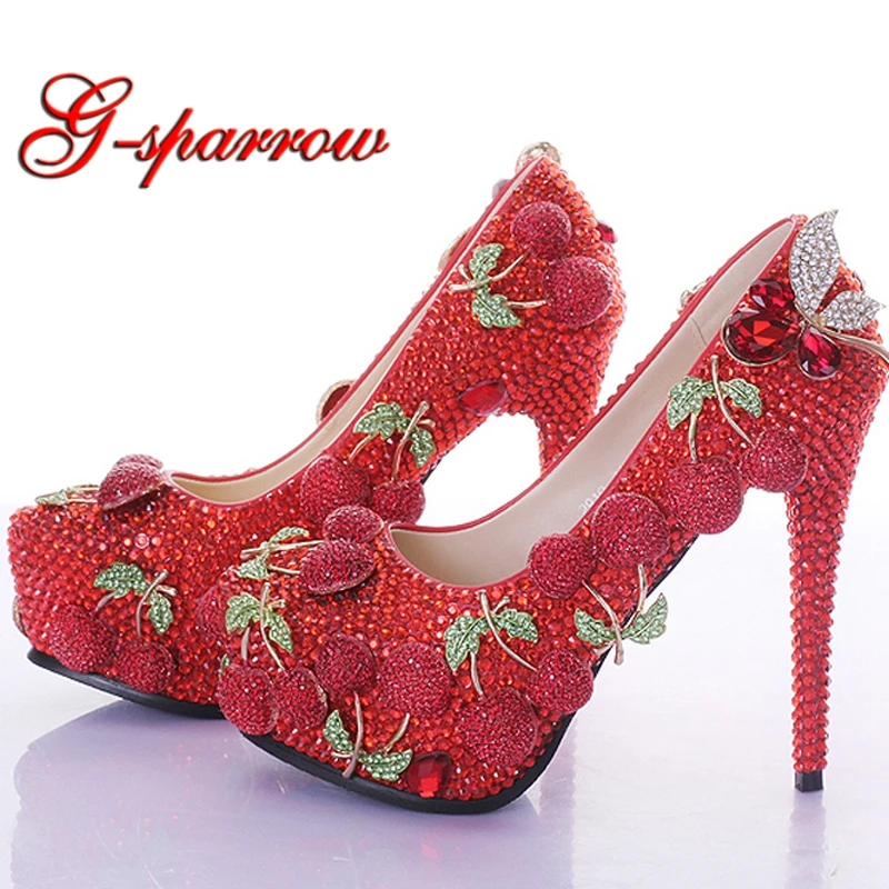 cherry red high heels