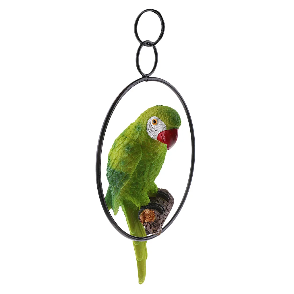 Simulation Parrot Bird Sculpture Wall Hanging Resin Craft Handmade Animal Model Statue Home Garden Yard Lawn Decor Tree Ornament