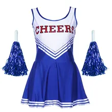 JHO-Tank Dress Pom Pom Girl Cheerleaders Disguise Blue Suit M(34-36)
