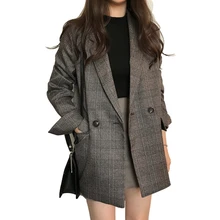 Большие размеры Ретро блейзеры для женщин Леди Офис осенний костюм куртка с длинным рукавом Хлопок дикая Дамская КУРТКА Европа повседневное винтажное пальто