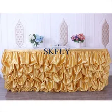 SK002C хороший SKFLY хорошее качество много цветов на заказ свадебные золотые атласные собранные гофрированные Свадебные настольные юбки