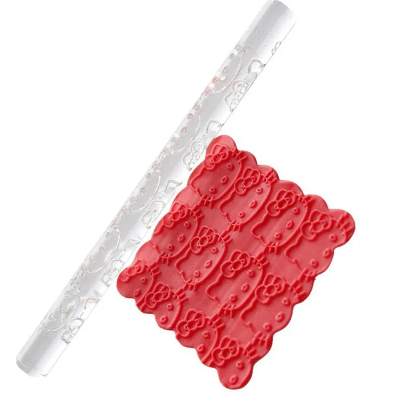 

Delfenfen 1PC Acrylic Mini 16CM Cat Head Rolling Pins Non-Stick Fondant Embossing Cake Dough Roller Decorating Cake Roller DIY