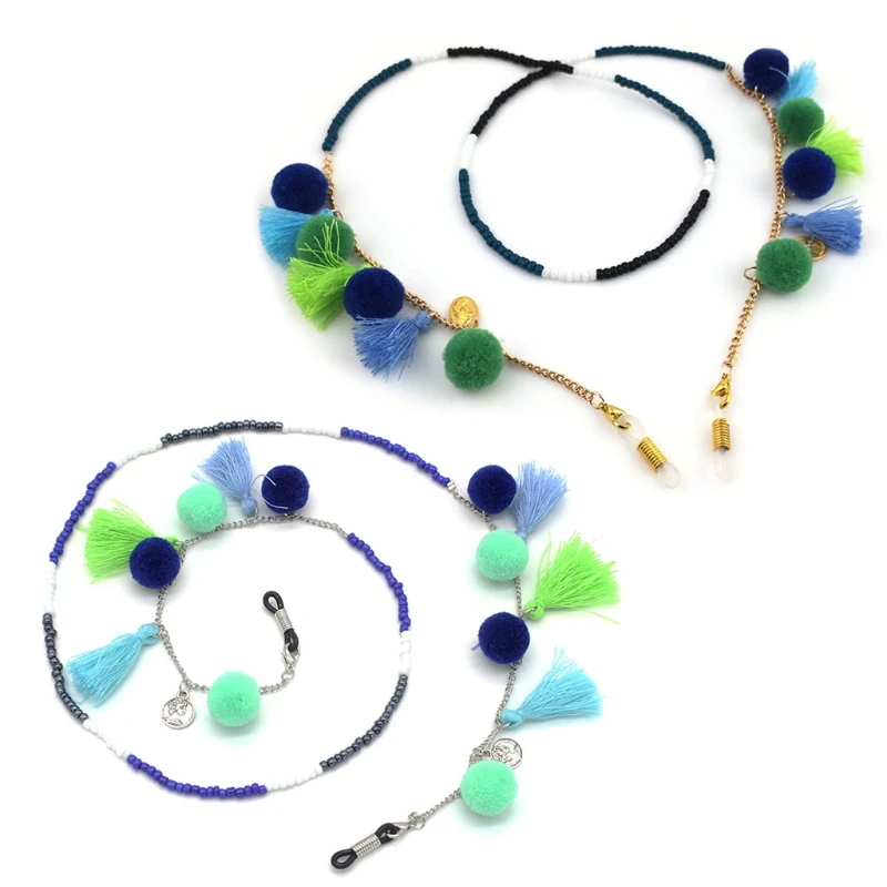 

Reading Glasses Chain Holder Fashion Sunglasses Balls Tassel Neck Strap Necklace