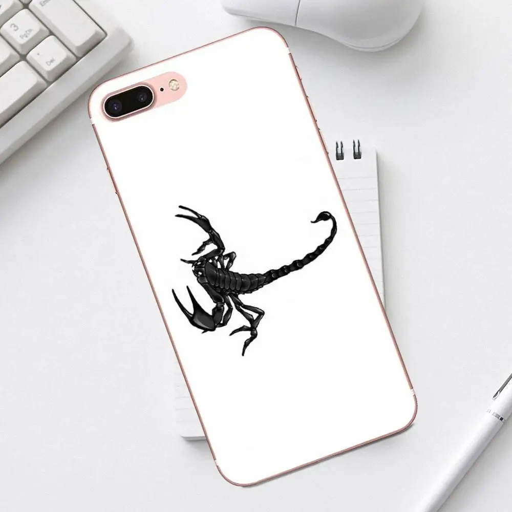 Qdowpz ТПУ чехлы Скорпион мультфильм черная кожа для iPhone X XS Max XR 4 4S 5 5C SE 6 6S 7 8 Plus Galaxy A3