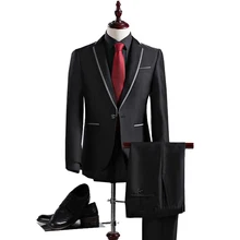 Новое поступление Осень Высокое качество Weding платье одной кнопки Повседневное костюм мужские черные Для Мужчин's Бизнес Костюмы плюс Размеры S- 3XL