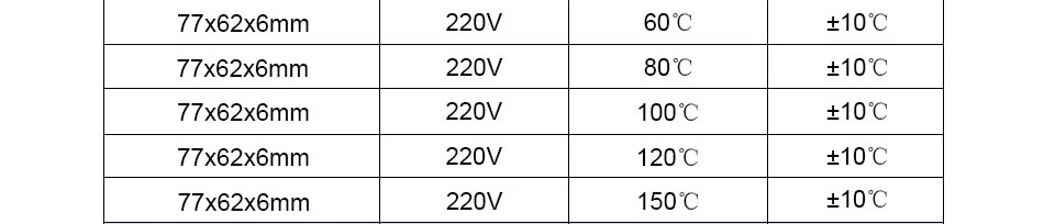 LJXH PTC Нагревательный элемент 220 В 77x62x6 мм постоянный Температура 60/80/100/120/150 градусов ptc нагреватель оболочки Алюминий