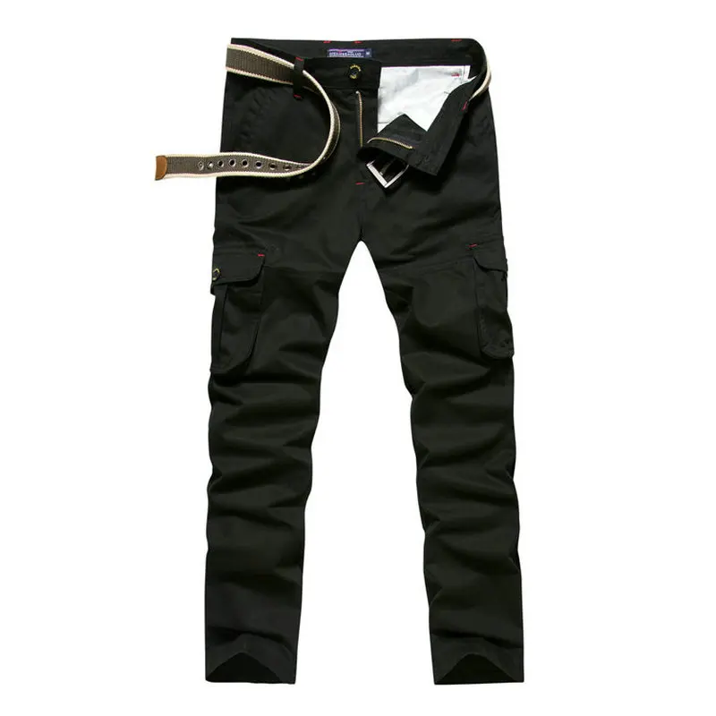 Весна-Осень, хит, мужские брюки-карго, одноцветные, повседневные, много карманов, военные, тактические, брюки для мужчин
