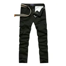 Весна-Осень, хит, мужские брюки-карго, одноцветные, повседневные, много карманов, военные, тактические, брюки для мужчин