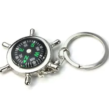 Кемпинг походный инструмент многофункциональный инструмент для выживания брелок портативный сплав Серебряный Морской Компас руля брелок кольцо цепь подарок