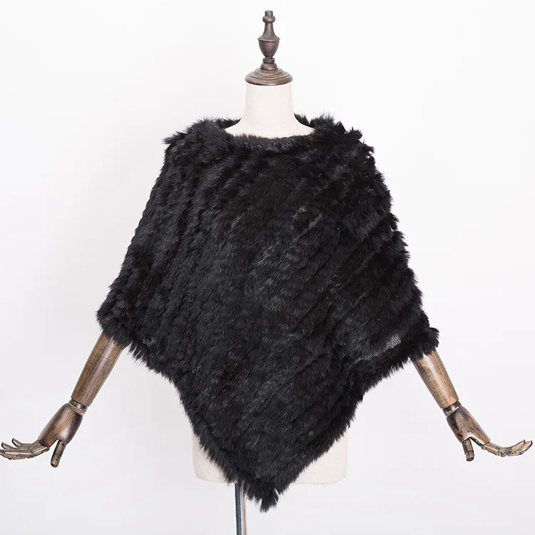 Winter Warm Shawl Poncho For Women Knitted Real Rabbit Fur Shouder Pashmina Capes Lady Natural Fur Wraps (31)