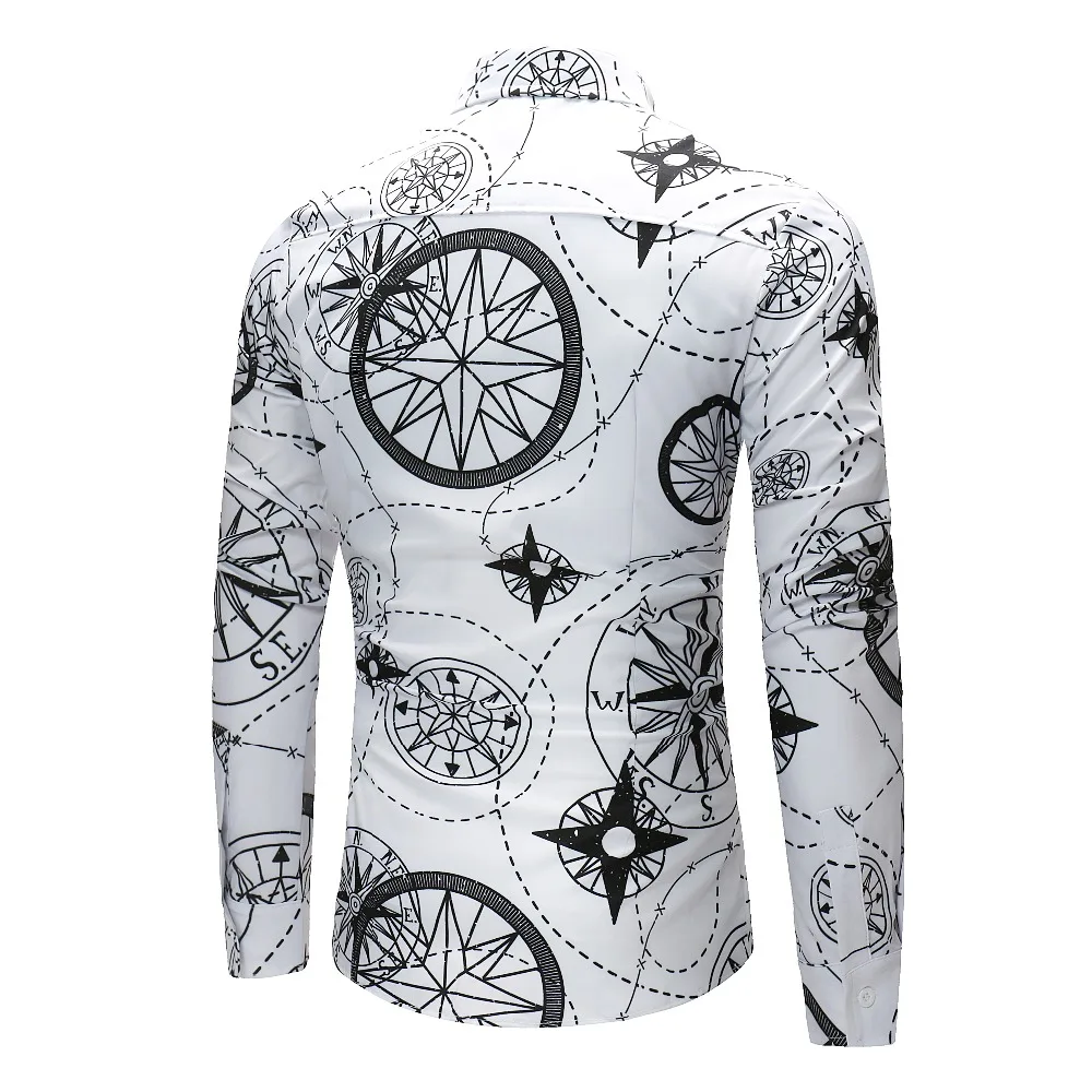 Men Flower Shirts Long Sleeve Shirts Slim Fit Men 3D Printed Shirts Spring Autumn Casual Hawaiian Shirts for Mens Clothing