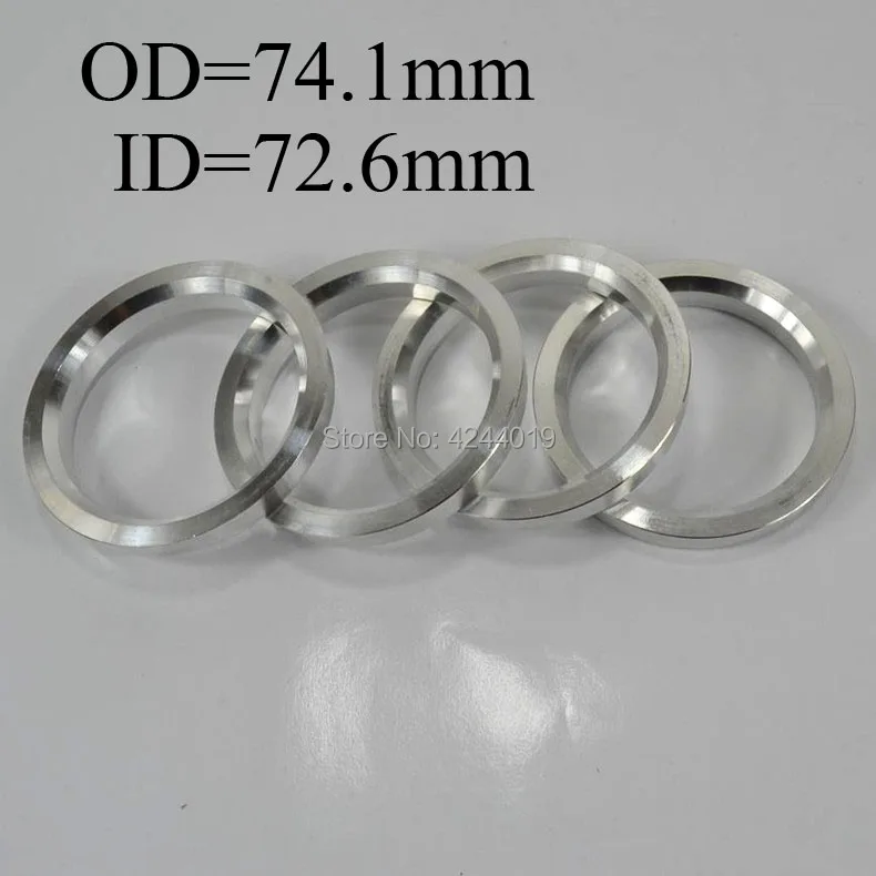 

4Pcs Wheel Hub Centric Rings Center Bore Adapters Spigot Spacer Gasket Set 72.6mm ID to 74.1mm OD Aluminium Silver